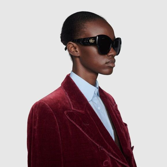 NEW Gucci GG0808S 001 Black Grey Cat Eye Women Sunglasses main image 5